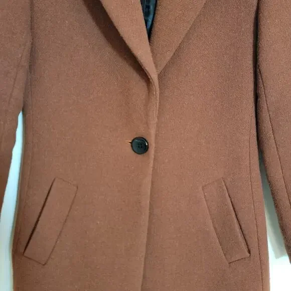 House Of Harlow 1960 Burnt Brown Wool Blend Long Peacoat XS Winter Travel Work - Picture 16 of 16